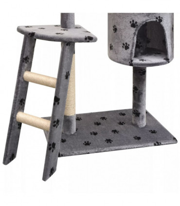 Cat Tree with Sisal Scratching Posts 150 cm Paw Prints Grey