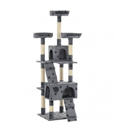 Cat Tree with Sisal Scratching Posts 170 cm Paw Prints Grey