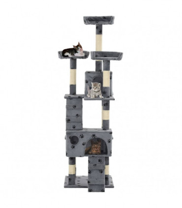 Cat Tree with Sisal Scratching Posts 170 cm Paw Prints Grey