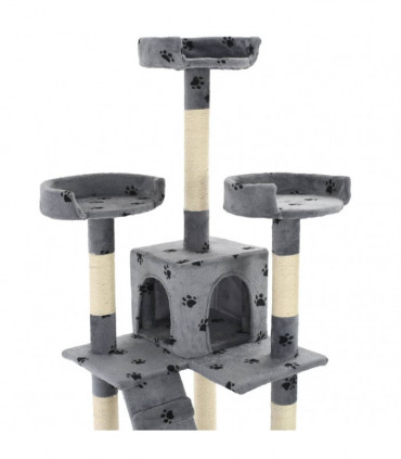 Cat Tree with Sisal Scratching Posts 170 cm Paw Prints Grey