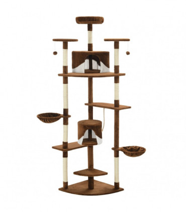 Cat Tree with Sisal Scratching Posts 203 cm Brown and White