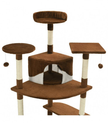 Cat Tree with Sisal Scratching Posts 203 cm Brown and White