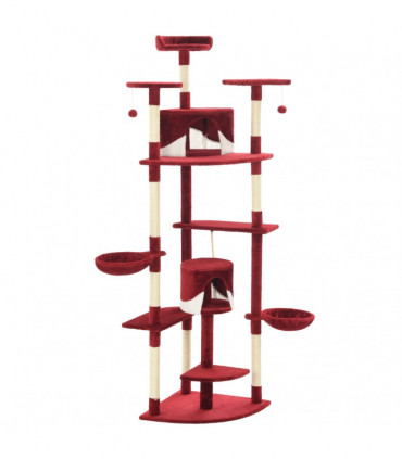 Cat Tree with Sisal Scratching Posts 203 cm Red and White