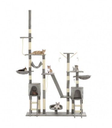 Cat Tree with Sisal Scratching Posts 230-250 cm Grey
