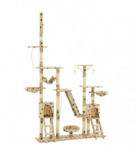 Cat Tree with Sisal Scratching Posts 230-250 cm Paw Prints Beige