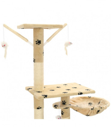 Cat Tree with Sisal Scratching Posts 230-250 cm Paw Prints Beige