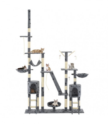 Cat Tree with Sisal Scratching Posts 230-250 cm Paw Prints Grey