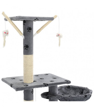 Cat Tree with Sisal Scratching Posts 230-250 cm Paw Prints Grey
