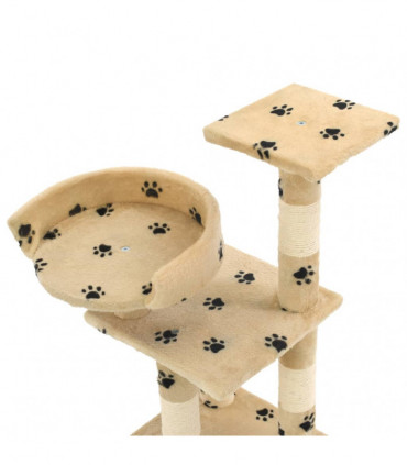 Cat Tree with Sisal Scratching Posts 65 cm Paw Prints Beige