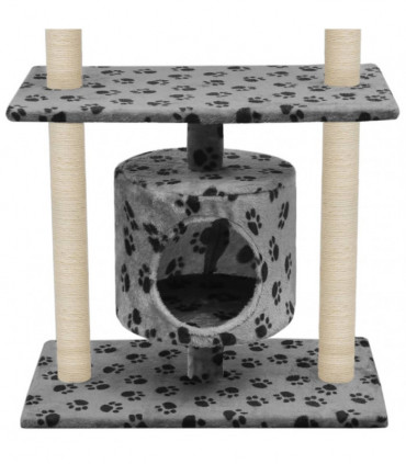 Cat Tree with Sisal Scratching Posts 95 cm Grey Paw Prints