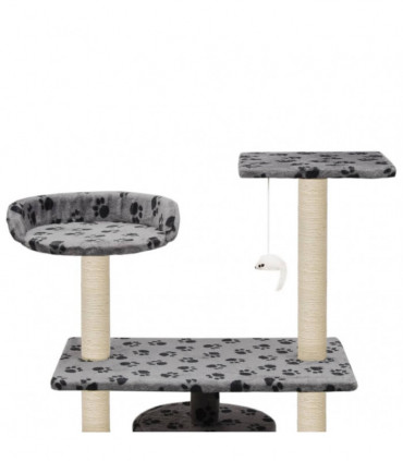Cat Tree with Sisal Scratching Posts 95 cm Grey Paw Prints