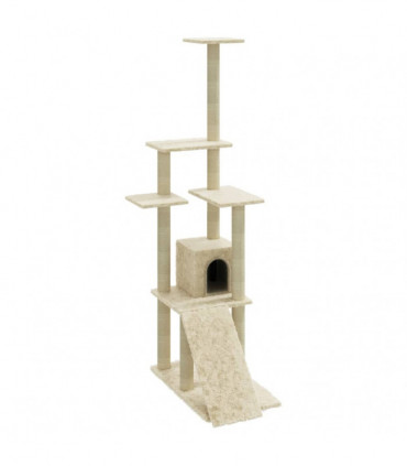 Cat Tree with Sisal Scratching Posts Cream 155 cm