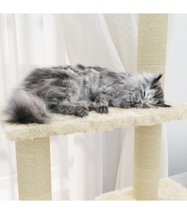 Cat Tree with Sisal Scratching Posts Cream 155 cm