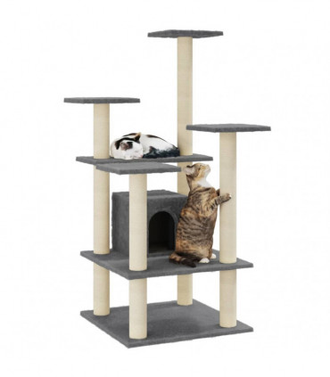 Cat Tree with Sisal Scratching Posts Dark Grey 110 cm