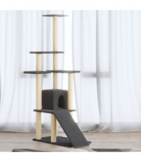 Cat Tree with Sisal Scratching Posts Dark Grey 155 cm