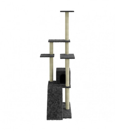 Cat Tree with Sisal Scratching Posts Dark Grey 155 cm