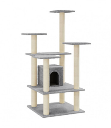 Cat Tree with Sisal Scratching Posts Light Grey 110 cm