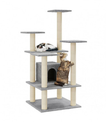 Cat Tree with Sisal Scratching Posts Light Grey 110 cm
