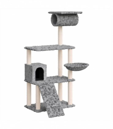 Cat Tree with Sisal Scratching Posts Light Grey 131 cm