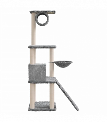 Cat Tree with Sisal Scratching Posts Light Grey 131 cm