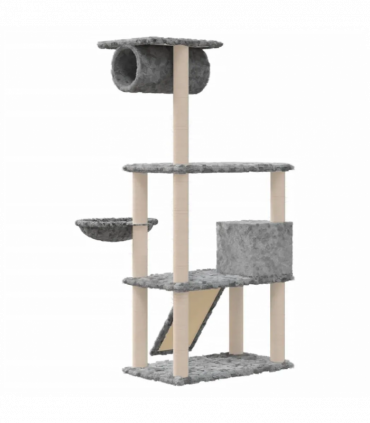 Cat Tree with Sisal Scratching Posts Light Grey 131 cm