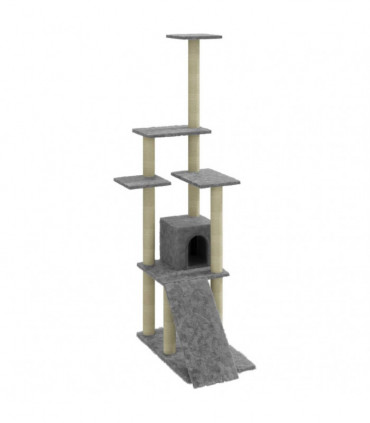 Cat Tree with Sisal Scratching Posts Light Grey 155 cm