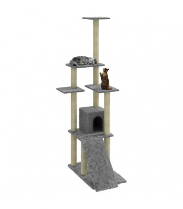 Cat Tree with Sisal Scratching Posts Light Grey 155 cm