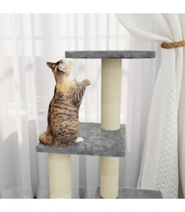 Cat Tree with Sisal Scratching Posts Light Grey 92 cm