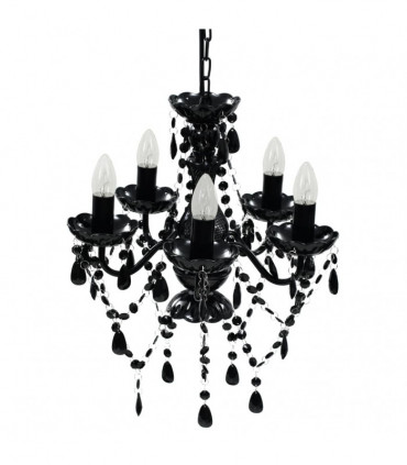 Chandelier Crystal Light 5 Bulbs Black