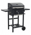 Charcoal-Fueled BBQ Grill with Bottom Shelf Black