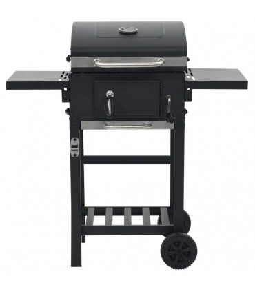 Charcoal-Fueled BBQ Grill with Bottom Shelf Black