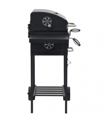 Charcoal-Fueled BBQ Grill with Bottom Shelf Black