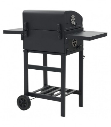 Charcoal-Fueled BBQ Grill with Bottom Shelf Black