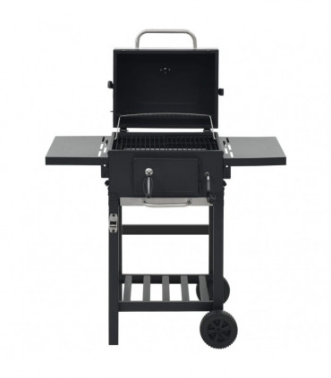 Charcoal-Fueled BBQ Grill with Bottom Shelf Black