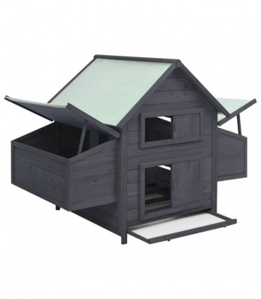 Chicken Coop Grey and White 152x96x110 cm Solid Firwood