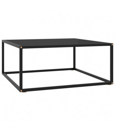 Coffee Table Black with Black Glass 80x80x35 cm