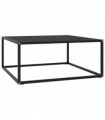 Coffee Table Black with Black Glass 80x80x35 cm