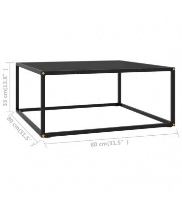 Coffee Table Black with Black Glass 80x80x35 cm