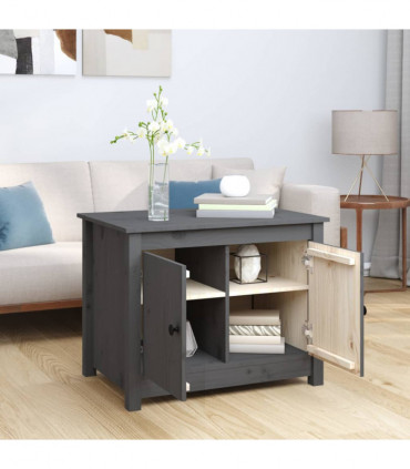 Coffee Table Grey 71x49x55 cm Solid Wood Pine