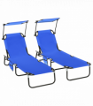 Comfort Lounge Chairs - Adjustable Recline & Sunshade - Set of 2