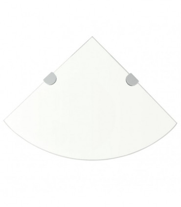 Corner Shelf with Chrome Supports Glass Clear 35x35 cm
