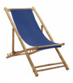 Deck Chair Bamboo and Canvas Navy Blue