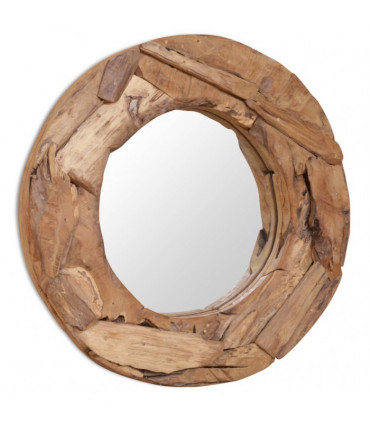 Decorative Mirror Teak 60 cm Round