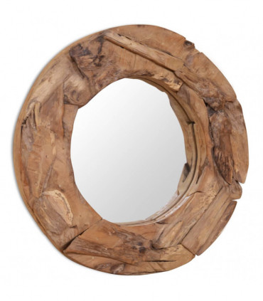 Decorative Mirror Teak 60 cm Round