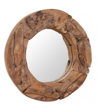 Decorative Mirror Teak 60 cm Round