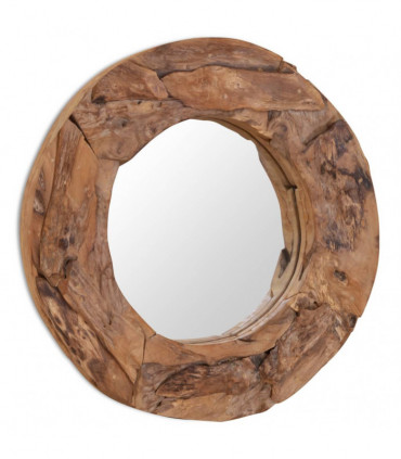 Decorative Mirror Teak 60 cm Round