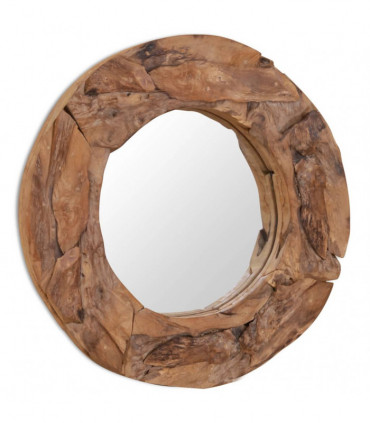 Decorative Mirror Teak 60 cm Round