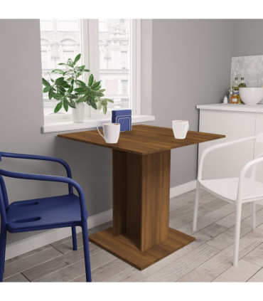 Dining Table Brown Oak 80x80x75 cm Engineered Wood
