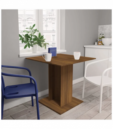 Dining Table Brown Oak 80x80x75 cm Engineered Wood