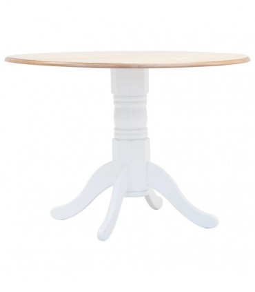 Dining Table White and Brown 106 cm Solid Rubber Wood